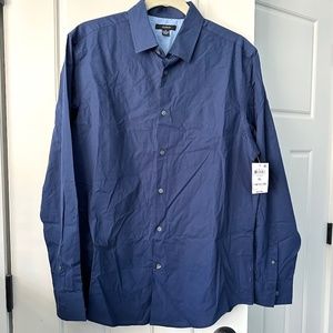 Alfani Modern Classic-Fit Stretch Solid Button-Down Shirt XL Classic Fit Blue